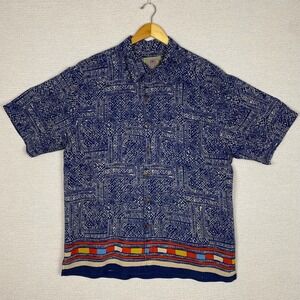 Vtg 90s The Territory Ahead Button Up Mens 2XL Tribal Print Lyocell Gorpcore
